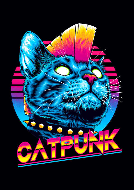 Cat Punk white eyes neon colour | Di-Bond
