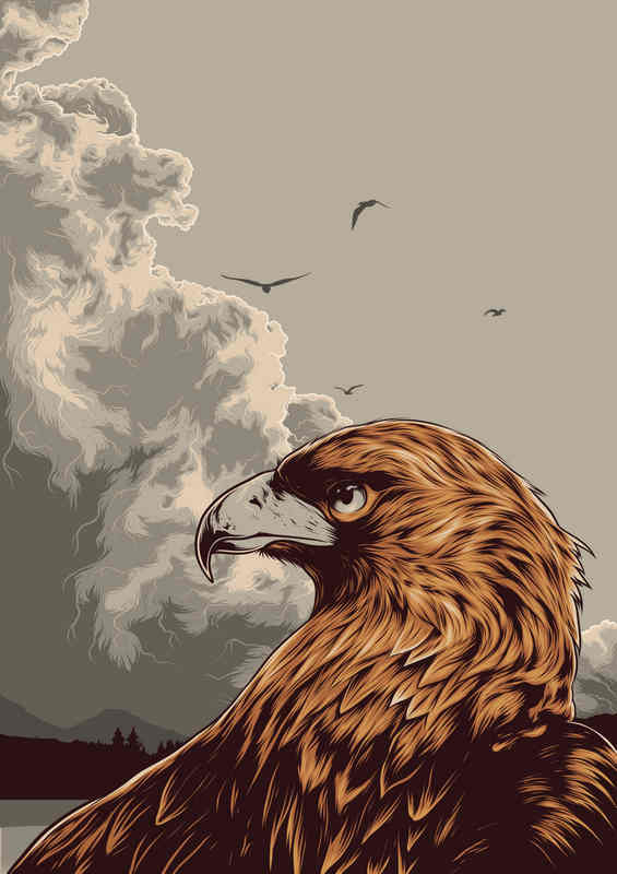 Eagle Hunting grey skies | Canvas