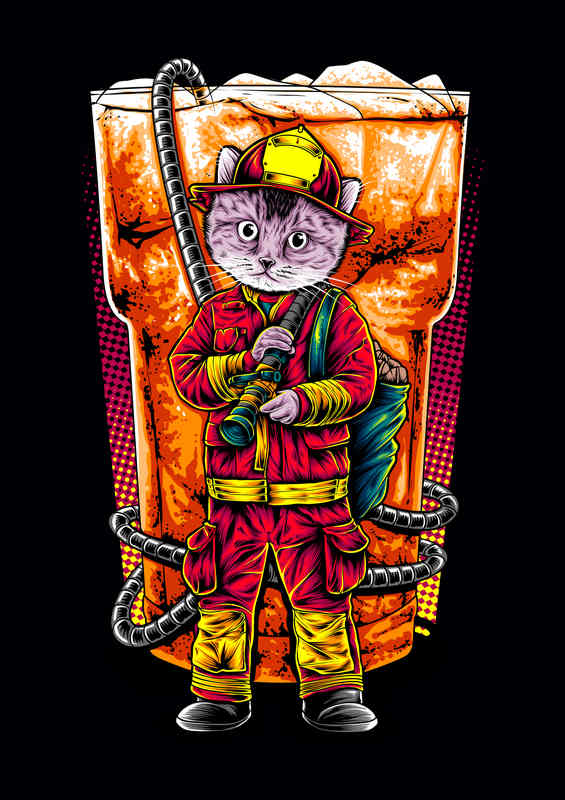 Fire Cat Cool Drink | Canvas