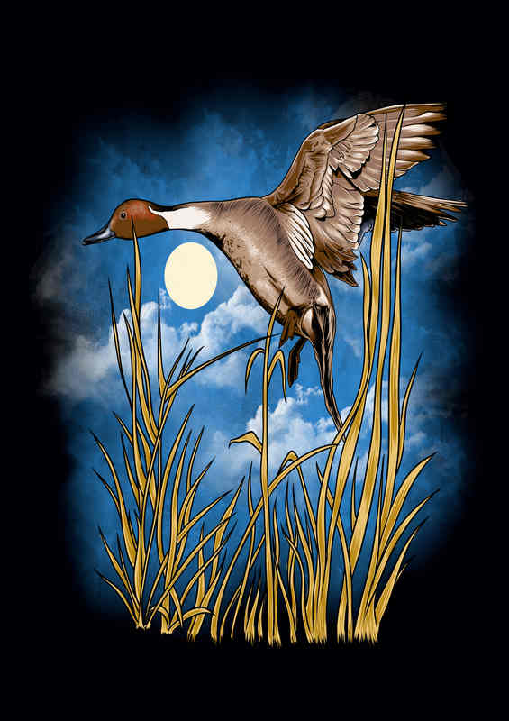Flying Duck through the reeds | Poster
