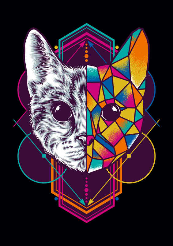 Geometric Cat Face | Poster