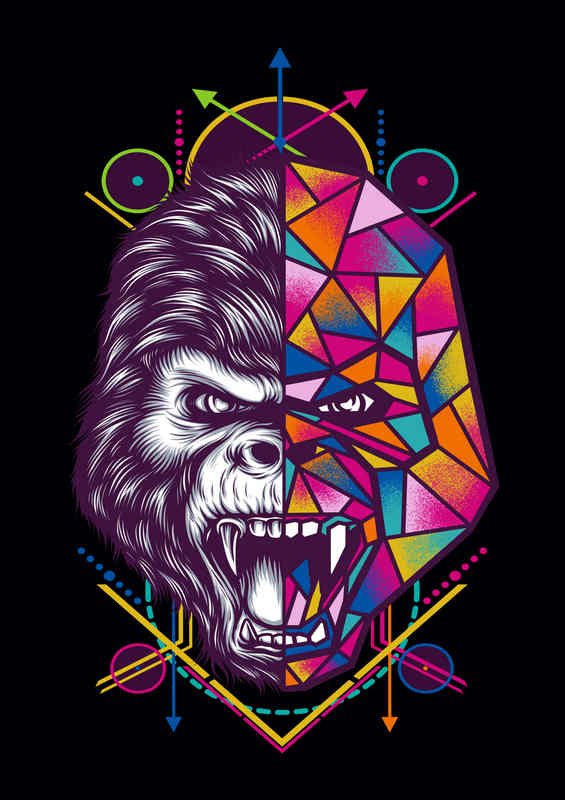 Geometric Gorilla | Metal Poster