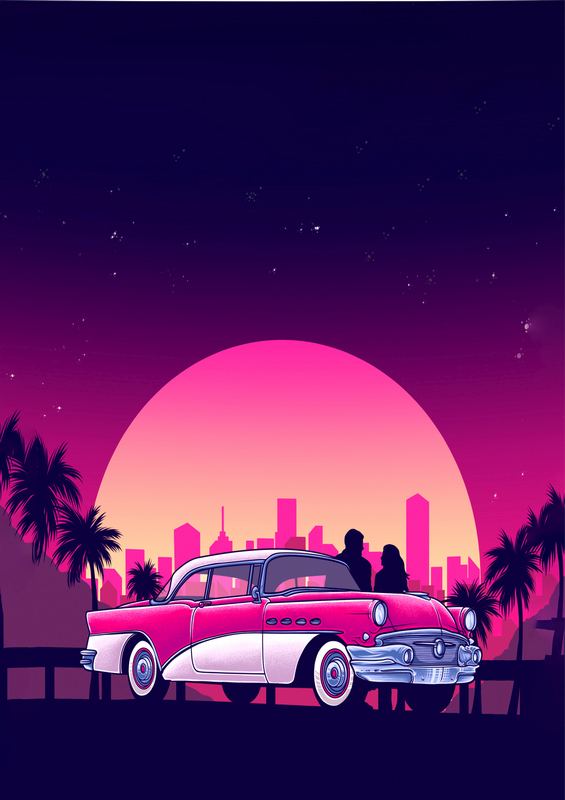 Midnight Drive neon purple colours | Di-Bond
