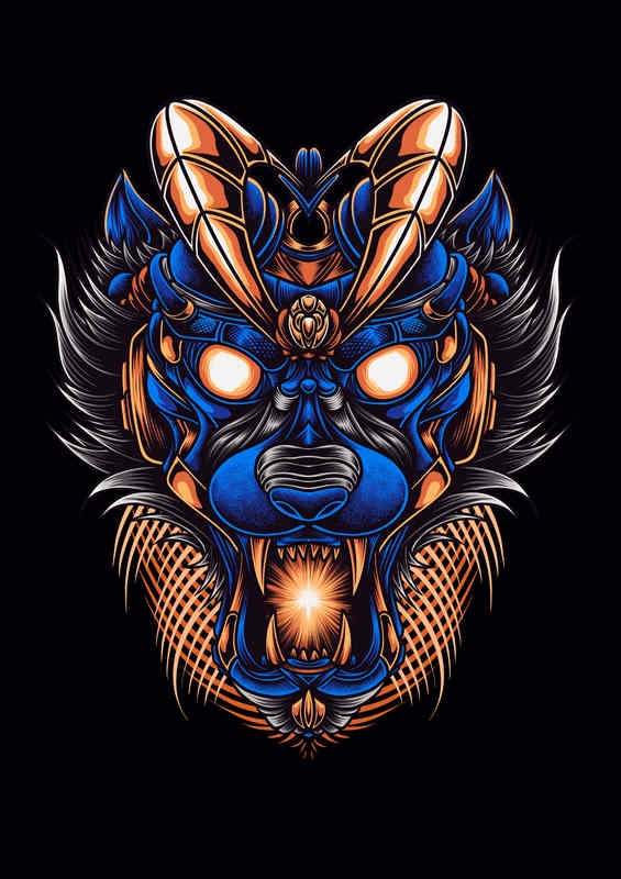 Wolf futuristic neon style | Metal Poster