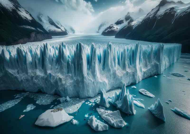 Aysén Glacier Metal Poster | Towering Ice Walls + Pristine Blue Waters