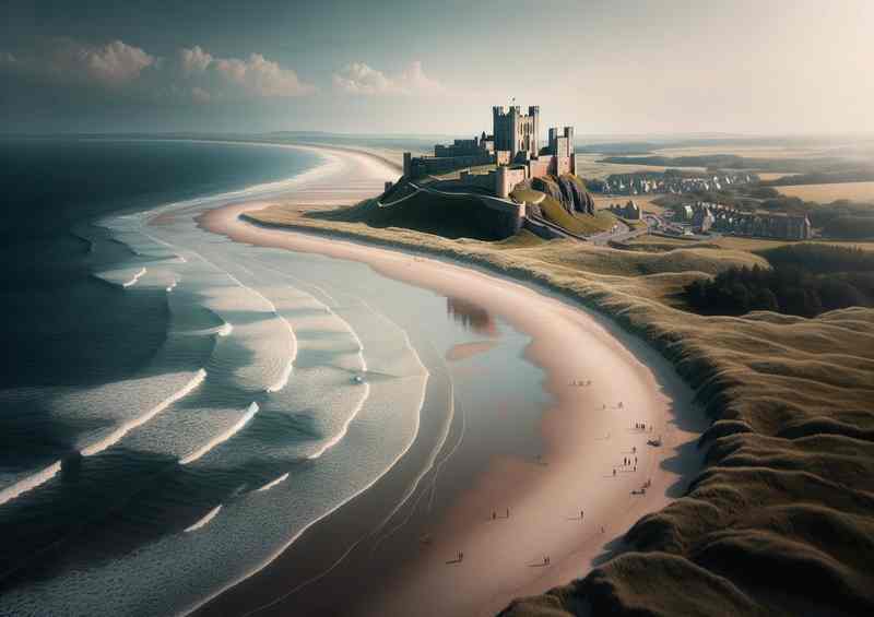 Bamburgh Castle Coastal Metal Poster