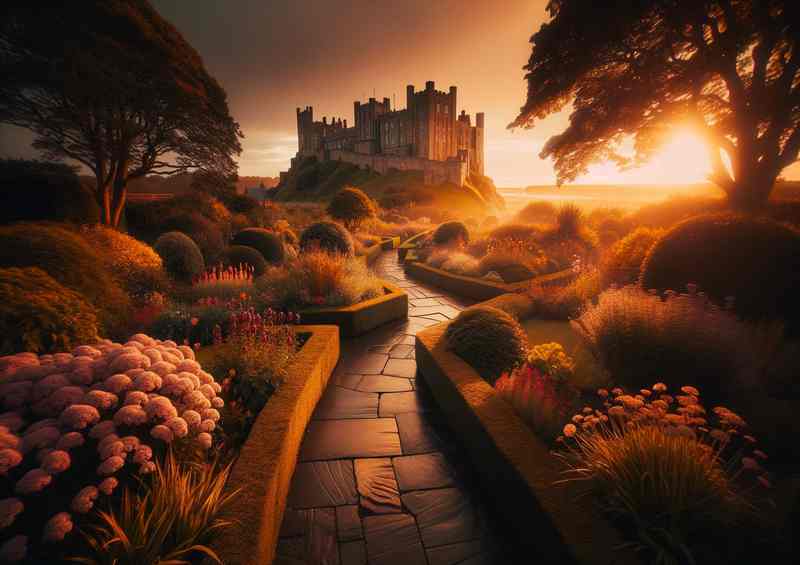 Bamburgh Sunset Golden Light | Poster
