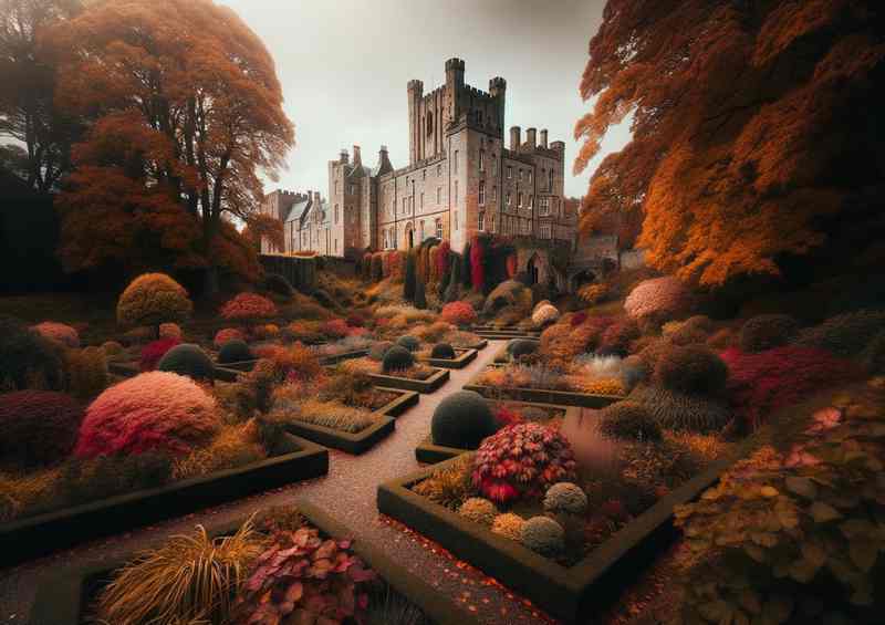 Bamburgh Gardens Autumn Rustic Poster