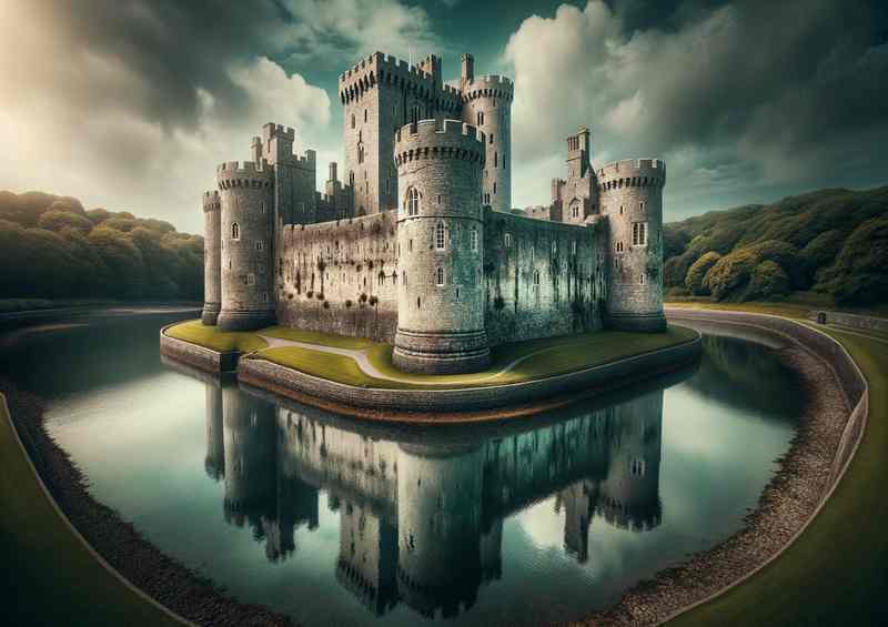 Beaumaris Castle Anglesey Moat Reflective Charm | Poster