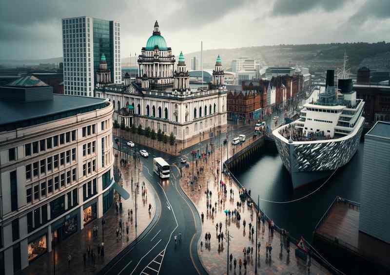 Belfast The citys waterfront along the River Lagan | Poster