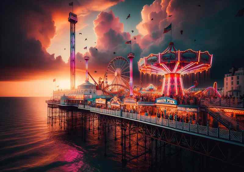 Brighton Pier Seaside Amusement Poster
