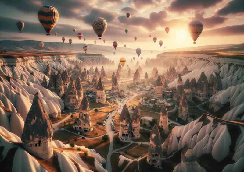 Cappadocia Fairy Chimneys & Balloons Dotting Sky