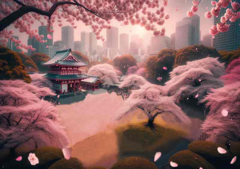 Japan Sakura Blooms Metal Poster
