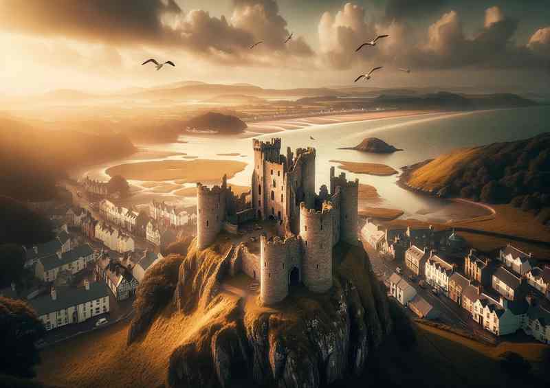 Conway Castle, Wales Coastal Town | Metal Poster