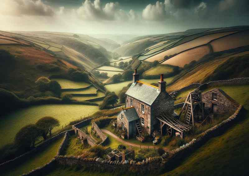 Cornish Inland Beauty Rolling hills ancient stone walls | Poster
