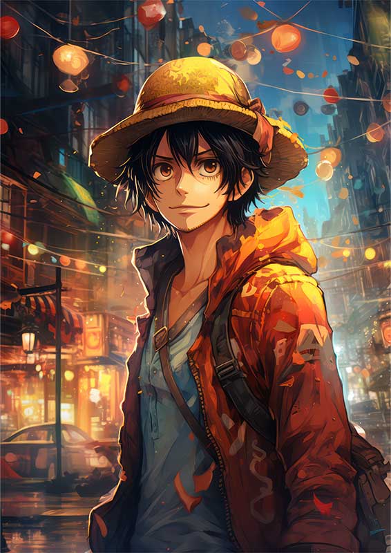 Monkey D Luffy one piece in the city | Canvas