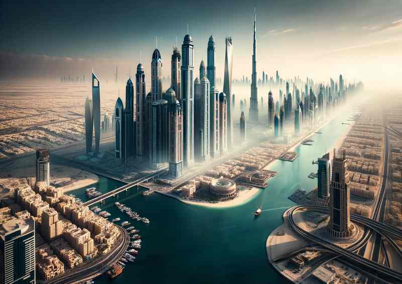 Dubai Futuristic Skylines Merging with Traditional Culture | Poster