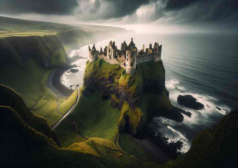 Dunluce Castle Antrim Cliffside Ruins Mystique | Metal Poster