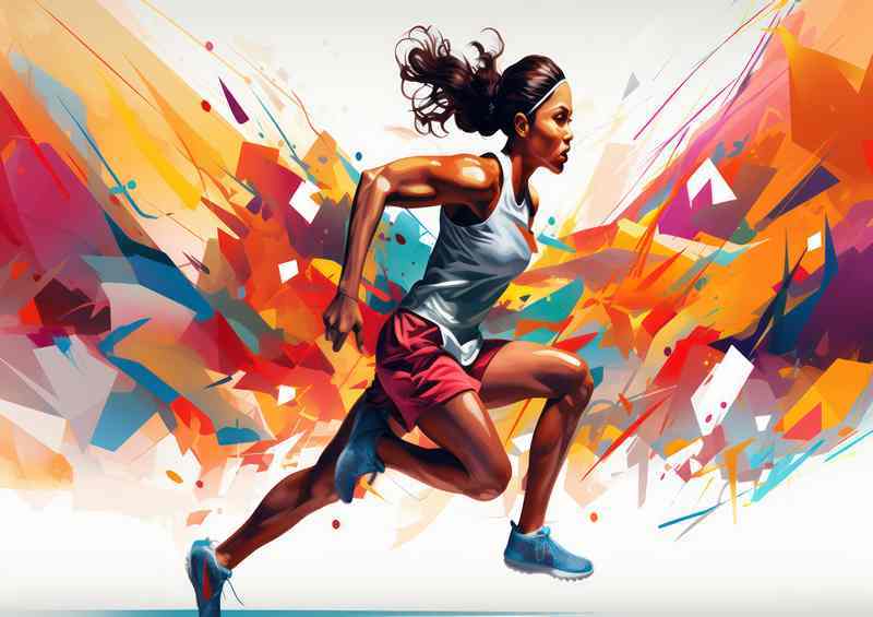 A woman running in colorful design | Canvas