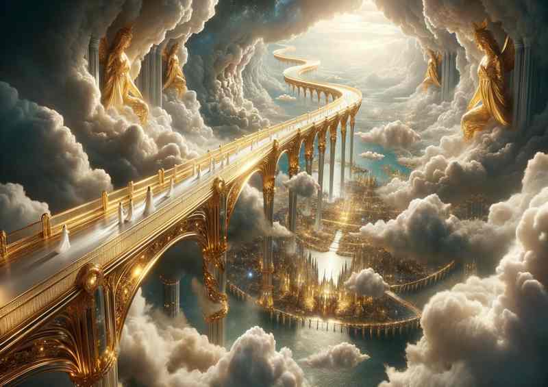 Golden Skybridge | Heavenly Path | Metal Poster