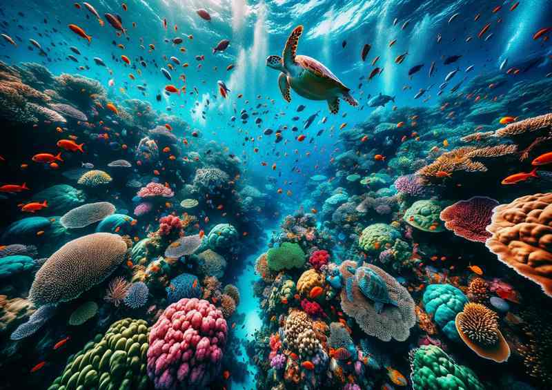 Great Barrier Reef Poster - Underwater Corals & Marine Life