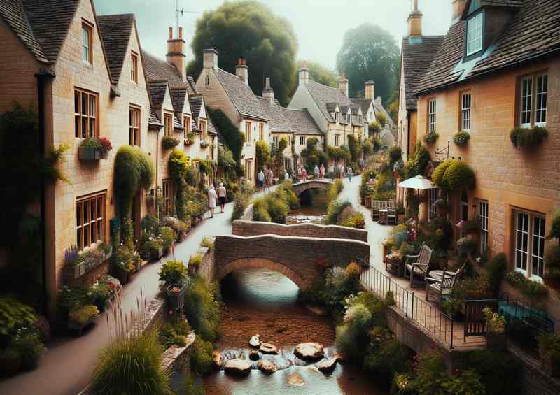 Cotswolds Honey Limestone Village Poster