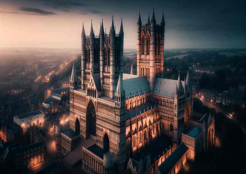 Lincoln Cathedral Twilight Metal Poster