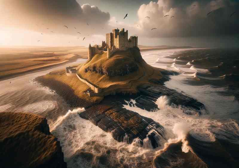Lindisfarne Castle Historic Isles Rugged Coastal Gem | Metal Poster
