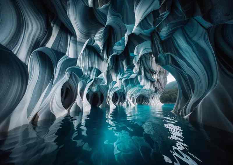 Marble Caves Azure Waters Poster