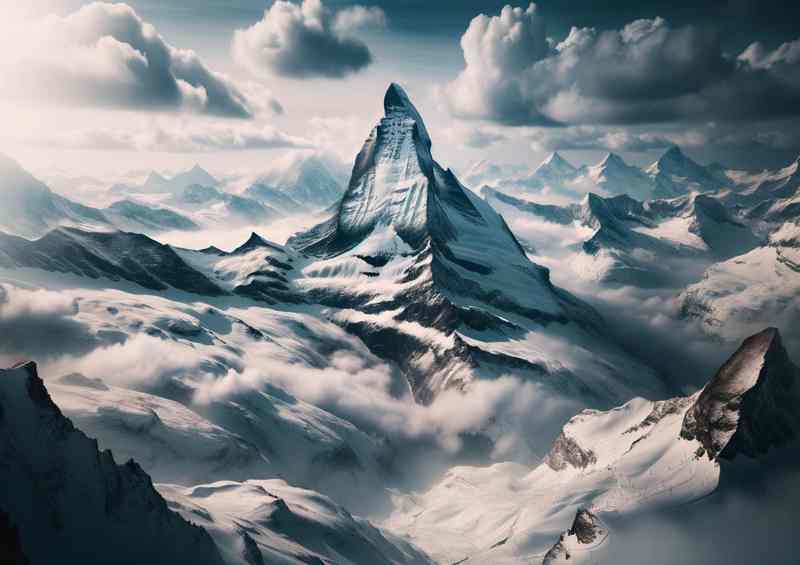 Matterhorn Switzerland Iconic Alpine Peak Rising Above Clouds | Canvas