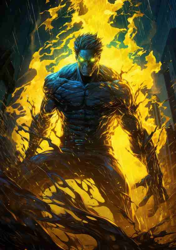 Cartton style character yellow glowing | Di-Bond