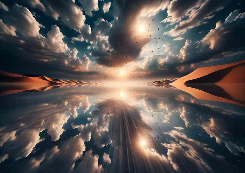 Desert Illusion Symmetry Metal Poster | Reflecting Sky