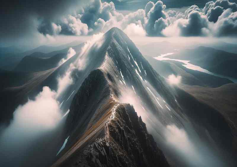 Snowdon Canvas | Majestic Peak Touching Clouds