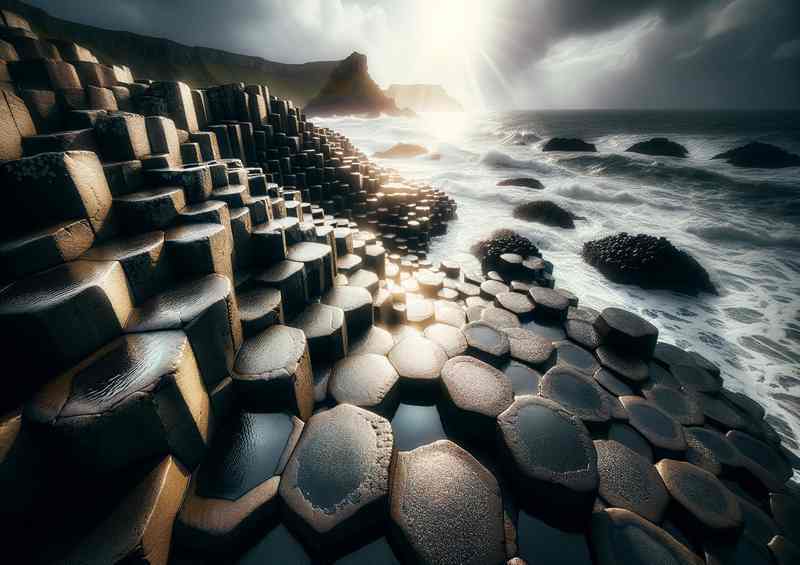 Natures Puzzling Beauty Giants Causeway Metal Poster