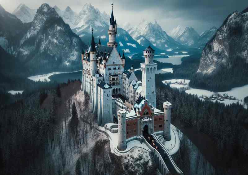 Bavarian Alps Castle Poster | Neuschwanstein Fairy Tale Fortress