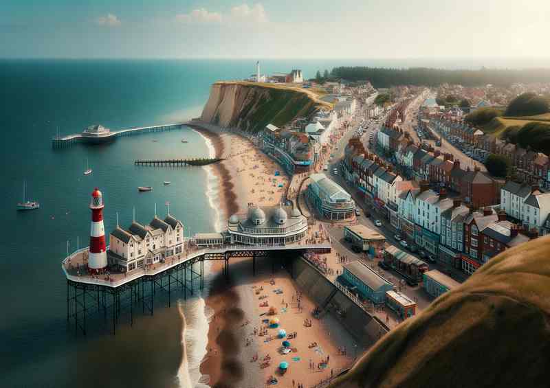 Norfolks Classic Seaside The town's pier stands | Metal Poster