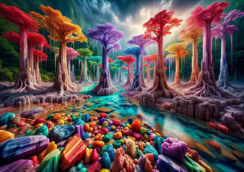 Petrified Rainbow Jungle Stone Trees | Canvas
