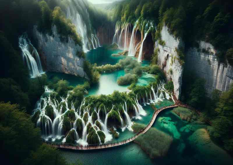 Plitvice Lakes Nat'l Park Cascade Waterfall Metal Poster