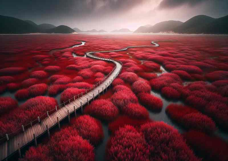 Red Beach Panjin Wetlands - Crimson Seepweed Canvas