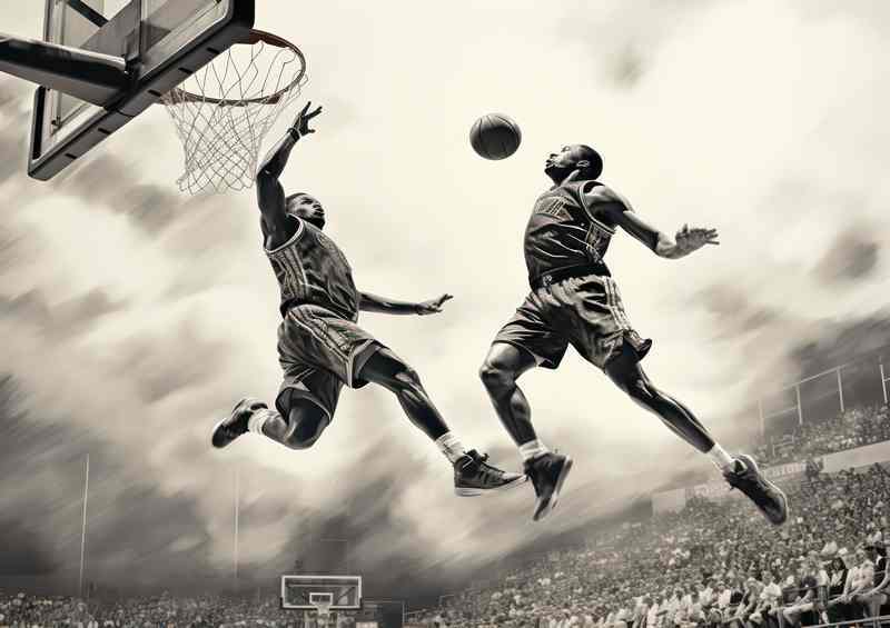 Basketball Double dunker in fullcourt by person | Poster