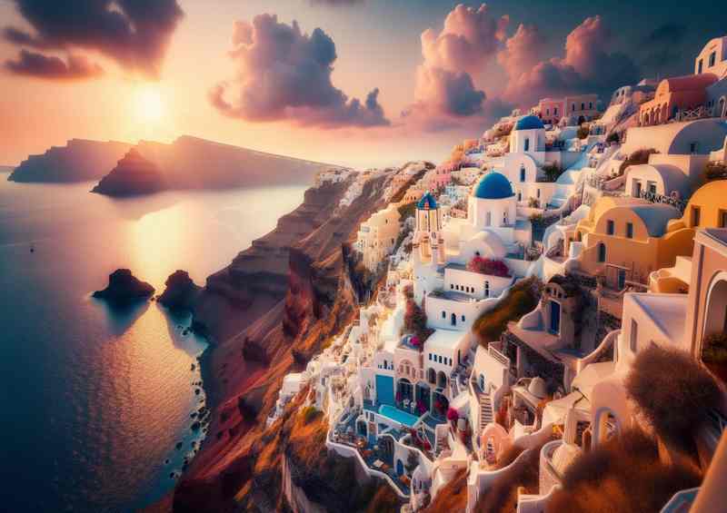 Santorini Cliffside Beauty | Metal Poster