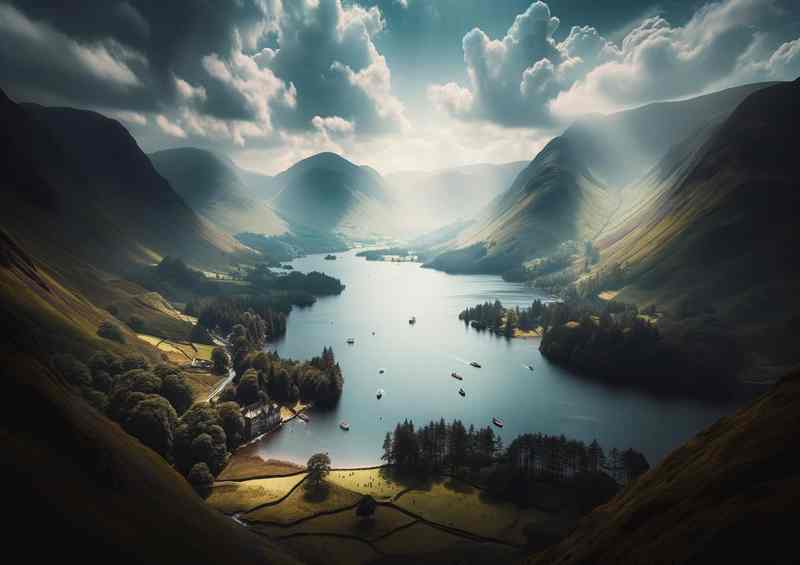 Cumbrian Waters Lake District Majestic Mountains Poster