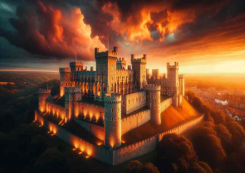 Stunning Windsor Castle Majestic Sunset Glow | Di-Bond