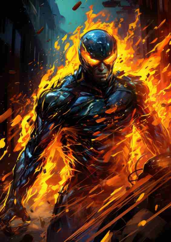 Character glowing yellow and oraange flames | Canvas