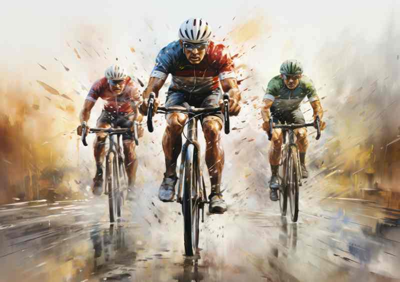 Cyclists racing in a blurred background | Poster