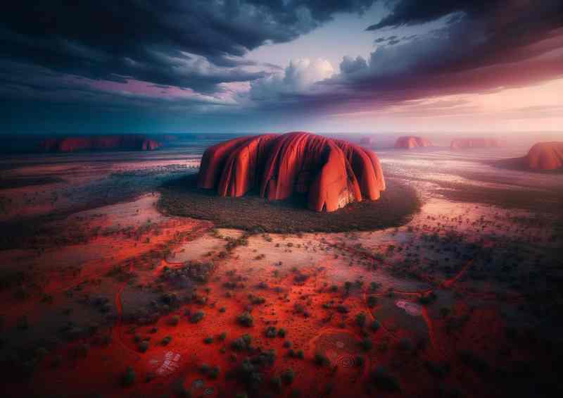 Uluru Red Sandstone Embracing Desert Solitude | Metal Poster