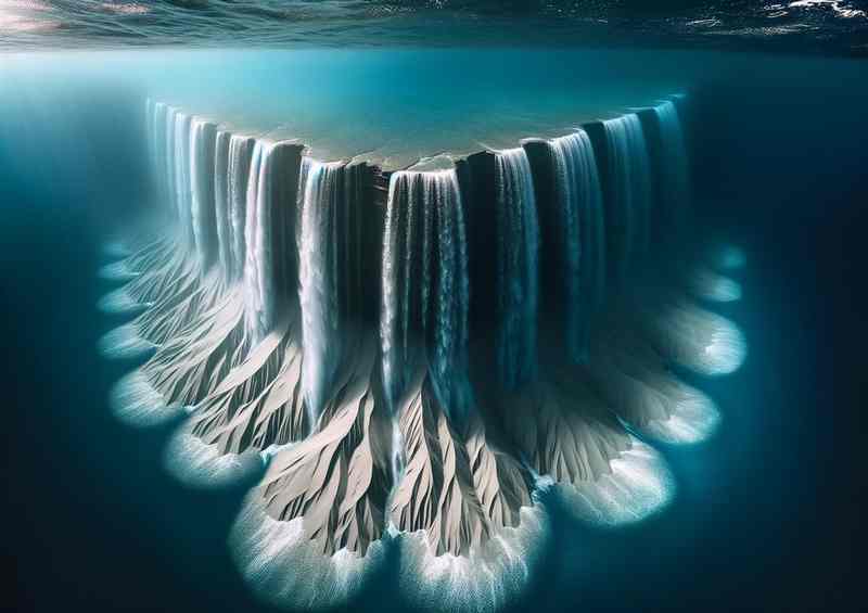 Mauritius Oceanic Illusion Metal Poster | Underwater Waterfall