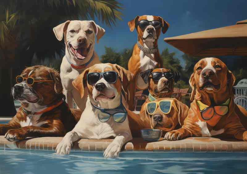 Dog snookering club in a pool | Poster