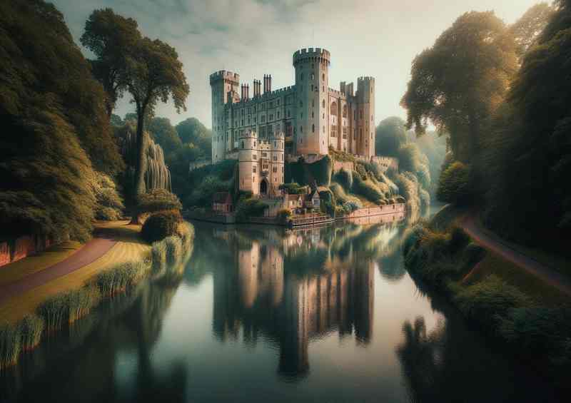 Warwick Castle Avon Reflections Metal Poster