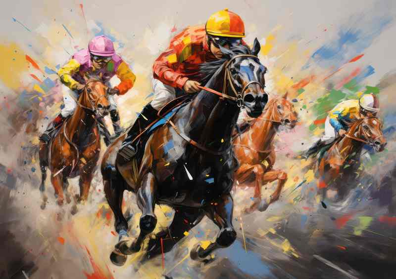 Racing horces crossing the line | Canvas